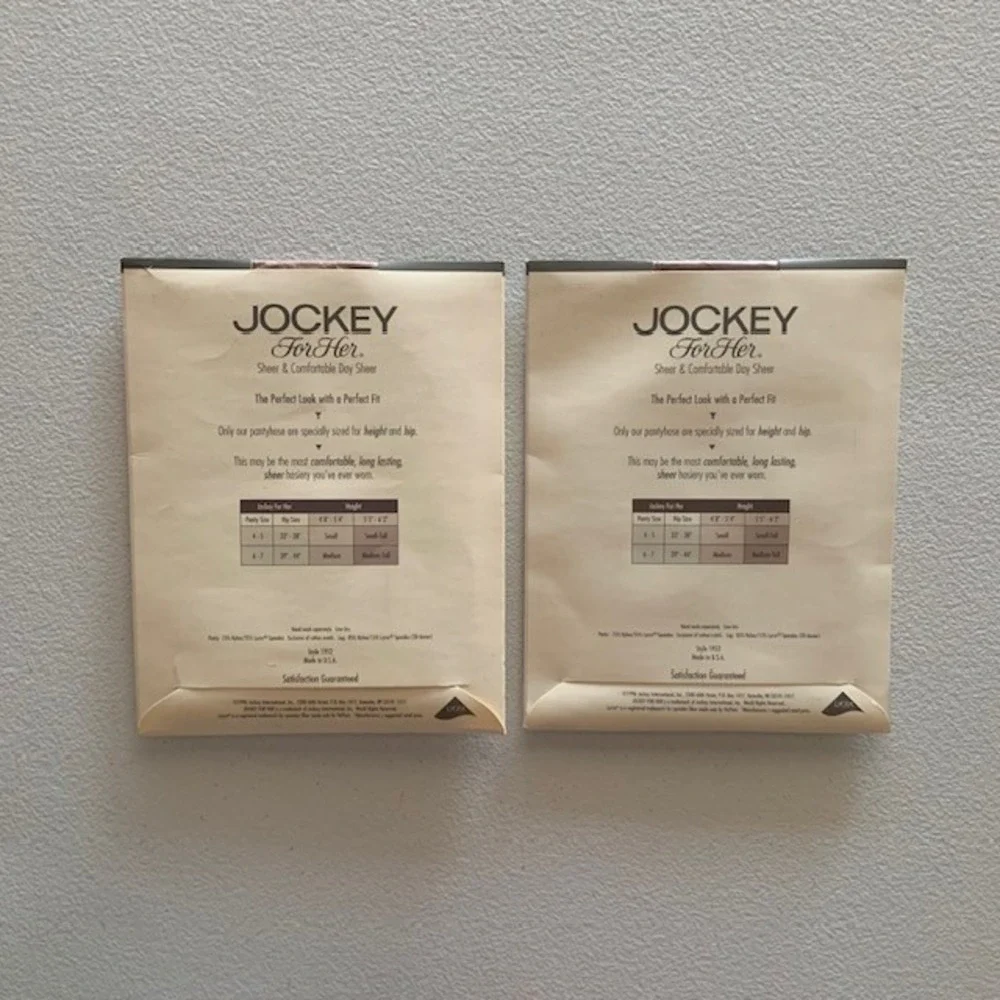 2PK Jockey For Her Control Top Pantyhose Medium Taupe New‎ Old Stock Made in USA